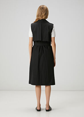 Beymen Club Siyah Teknik Kumaş Uzun Yelek - 5