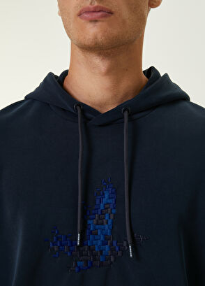 Beymen Club Lacivert Kapüşonlu Piksel Kaz Nakışlı Sweatshirt - 5