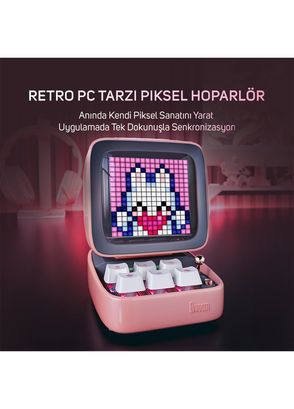 Divoom Ditoo Pro Pembe Bluetooth Hoparlör ve Ses Kayıt Özellikli LoveLock Hediye Seti - 6