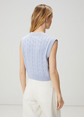 Beymen Club Mavi Saç Örgü Crop Atlet - 5