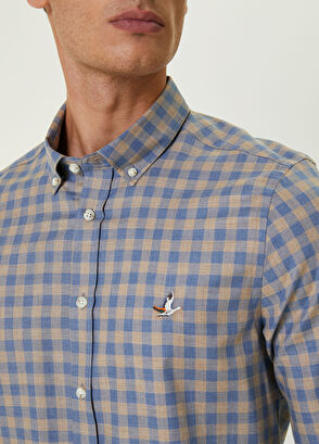 Beymen Club Slim Fit Mavi Küçük Ekose Desenli Gömlek - 5