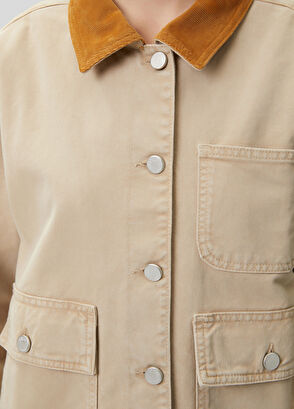 Beymen Club Beige Velvet Collar Denim Jacket - 8