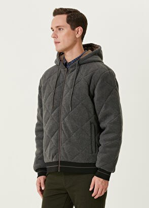 Beymen Club Antrasit Kapüşonlu Çift Taraflı Kapitoneli Mont - 5