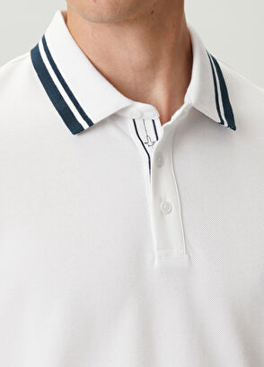Beymen Club White Comfort Fit Striped Piqué Polo T-shirt - 6