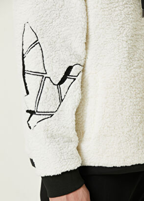 Beymen Club Beyaz Kapüşonlu Kaz Nakışlı Shearling Mont - 7