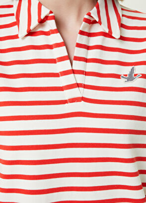 Beymen Club Coral Striped Polo Neck Mini Dress - 5