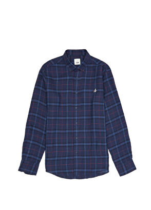 Beymen Club Lacivert Ekose Desenli Kırmızı Şeritli Gömlek - 8