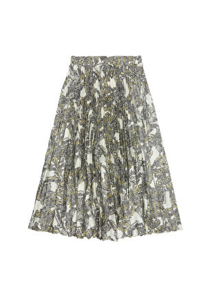 Ekru Şal Desenli Plisoleil Midi Etek Beymen Club Ekru Şal Desenli Plisoleil Midi Etek - 8