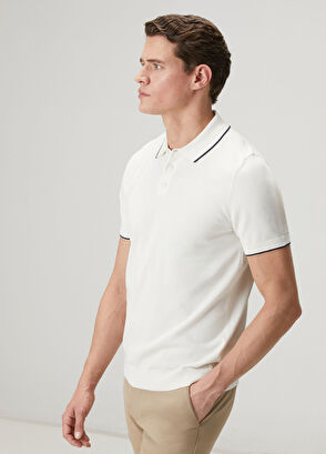 Beymen Club Beyaz Polo Yaka Kısa Kollu Triko - 6