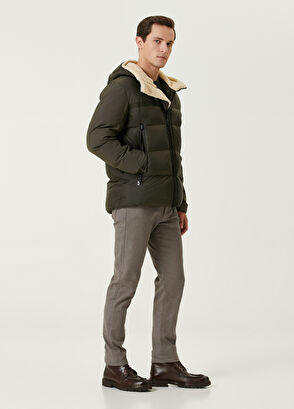 Beymen Club Khaki Hooded Shearling Detailed Puff Coat - 3