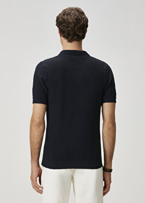 Beymen Club Navy Blue Knit Textured Short Sleeve Sweater - 6