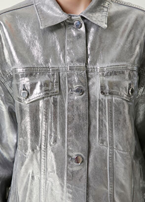 Beymen Club Silver Varaklı Oversize Denim Ceket - 6