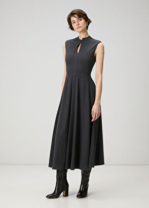 Beymen Club Grey Striped Midi Dress - 4