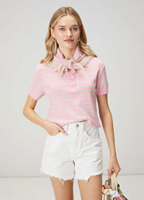 Beymen Club Pembe Çizgili Polo Kazak - 4