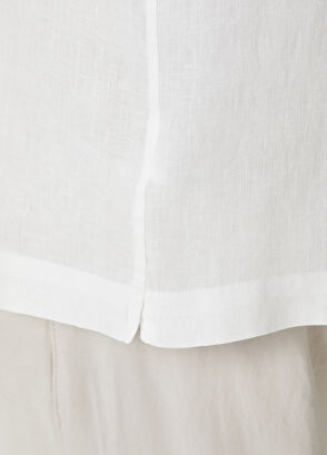 Beymen Club Beyaz Kısa Kollu Keten Gömlek - 8