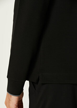 Beymen Club Slim Fit Siyah Polo Yaka Ottoman Dokulu Sweatshirt - 7