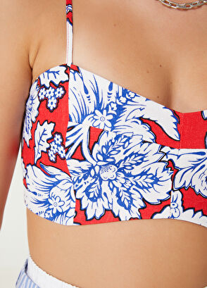 Beymen Club Kırmızı Beyaz Keten Bluz - 6