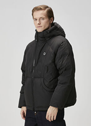 Boke Flower 2.0 Siyah Kapüşonlu Puff Mont - Görsel 4