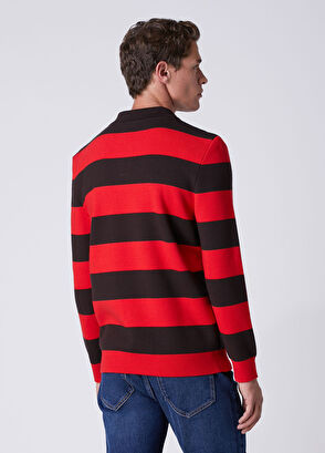 Beymen Club Coffee Red Stripe Patterned Sweater - 5