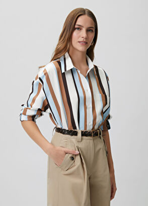 Beymen Club Oversize Çok Renkli Çizgili Gömlek - 5