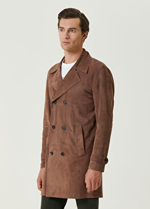 Beymen Club Mink Suede Double-Breasted Overcoat - 5