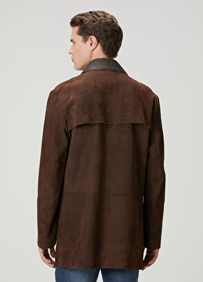 Beymen Club Koyu Kahverengi Yakası Deri Garnili Süet Ceket - 6