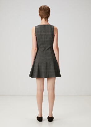 Beymen Club Antrasit Ekose Desenli Mini Elbise - 4