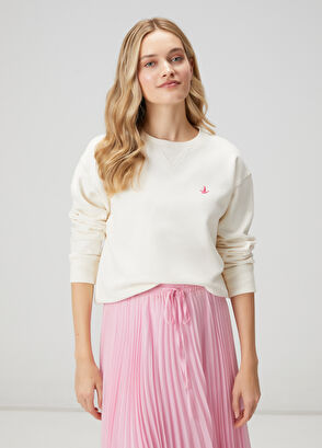 Beymen Club Kırık Beyaz Basic Sweatshirt - 4