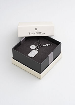 So Chic Polar Star 18K White Gold Plated Silver Charm Women's Necklace - 6