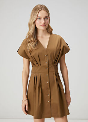 Beymen Club Khaki Mini Dress - 3