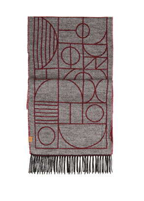 Beymen Club Burgundy Geometric Patterned Women's Scarf - 4