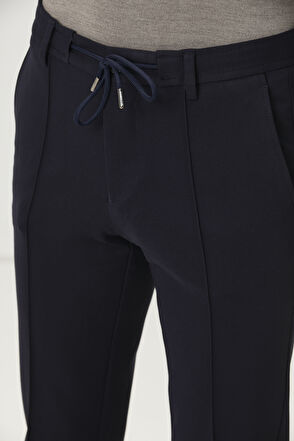 Beymen Club Navy Blue Waist Corded Knitted Sports Pants - 4