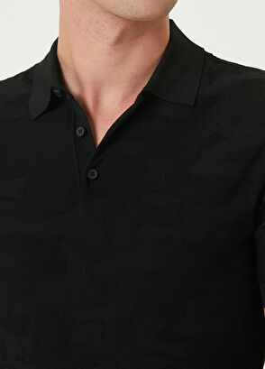 Beymen Club Siyah Polo Yaka Kamuflaj Dokulu Kısa Kollu Triko - 5