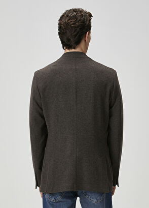 Beymen Club Kahverengi Crinkle Dokulu Yün Ceket - 5