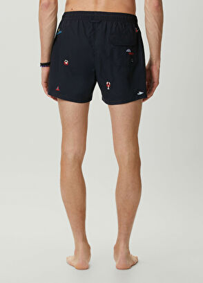 Beymen Club Navy Blue Waist Corded Figure Embroidered Swimsuit - 4
