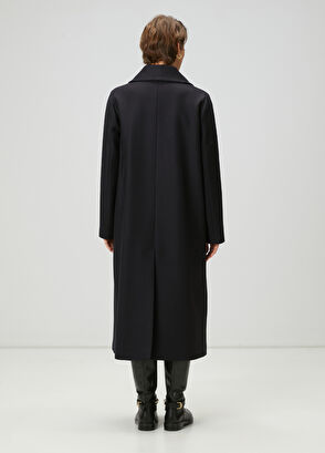 Beymen Club Dark Navy Blue Double-Breasted Wool Coat - 5