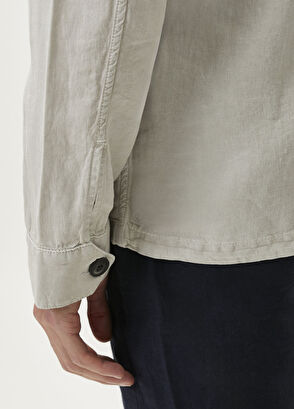 Beymen Club Gri Parça Boya Düğmeli Keten Dış Gömlek - 7