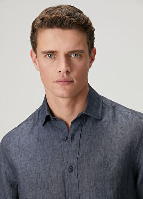 Beymen Club Comfort Fit Italian Collar Delave Linen Shirt - 7