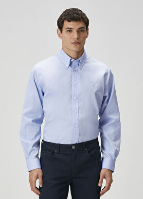 Beymen Club Relax Fit Koyu Mavi Non-iron Oxford Gömlek - 5