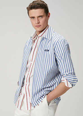 Beymen Club Comfort Fit Beyaz Bordo Çizgi Desenli Keten Gömlek - 6