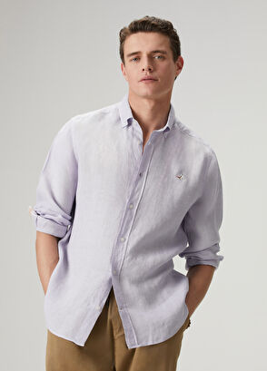 Beymen Club Comfort Fit Lilac Linen Shirt - 10