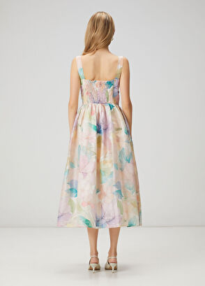 Beymen Club Floral Midi Linen Cocktail Dress - 5