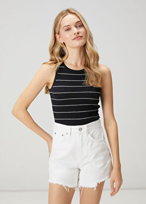 Beymen Club Navy Blue White Striped Knit Tank Top - 4
