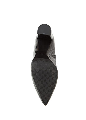 Siyah Kroko Desenli Kadın Deri Çizme - Görsel 6