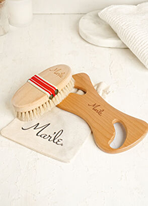 Mar'le Natural Horsehair Brush and Wooden Cellulite Massager 2-Piece Care Set - 4