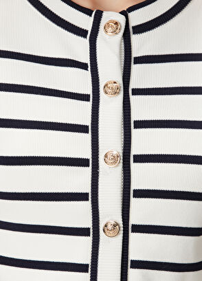 Beymen Club Navy Blue White Striped Cardigan - 8