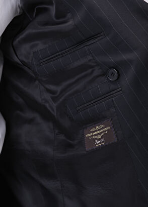 Drop 8 Siyah Çizgili Yün Kruvaze Takım Elbise - Görsel 13