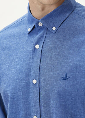 Beymen Club Comfort Fit Kobalt Keten Gömlek - 6