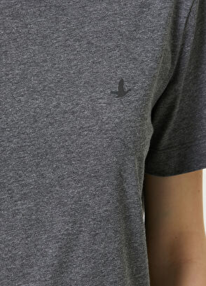 Beymen Club Antrasit Melanj Bisiklet Yaka Basic T-shirt - 4