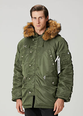 Alpha Industries Haki Kapüşonlu Parka - 3